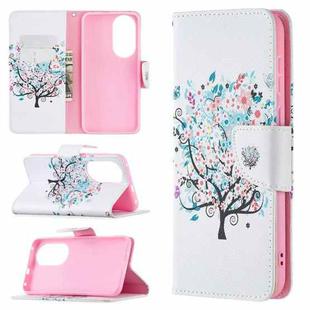 For Huawei P50 Colored Drawing Pattern Horizontal Flip Leather Case with Holder & Card Slots & Wallet(Little Tree)