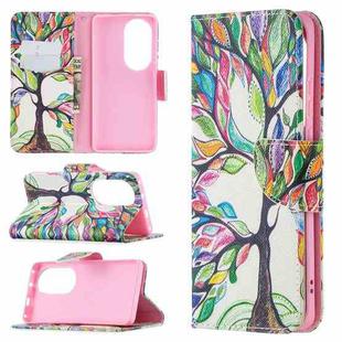 For Huawei P50 Pro Colored Drawing Pattern Horizontal Flip Leather Case with Holder & Card Slots & Wallet(Life Tree)