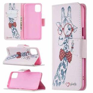 For LG K42 Colored Drawing Pattern Horizontal Flip Leather Case with Holder & Card Slots & Wallet(Giraffe)