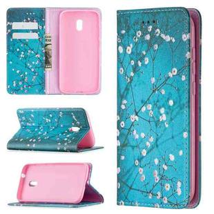 For Nokia C1 Plus Colored Drawing Pattern Invisible Magnetic Horizontal Flip PU Leather Case with Holder & Card Slots & Wallet(Plum Blossom)