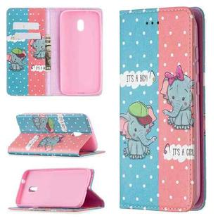 For Nokia C1 Plus Colored Drawing Pattern Invisible Magnetic Horizontal Flip PU Leather Case with Holder & Card Slots & Wallet(Elephant)