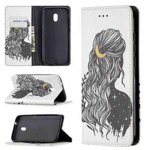 For Nokia C1 Plus Colored Drawing Pattern Invisible Magnetic Horizontal Flip PU Leather Case with Holder & Card Slots & Wallet(Girl)