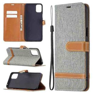 For LG K42 Color Matching Denim Texture Horizontal Flip Leather Case with Holder & Card Slots & Wallet & Lanyard(Grey)