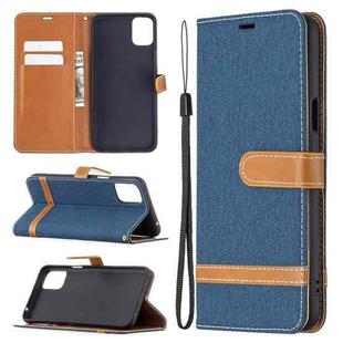For LG K42 Color Matching Denim Texture Horizontal Flip Leather Case with Holder & Card Slots & Wallet & Lanyard(Dark Blue)