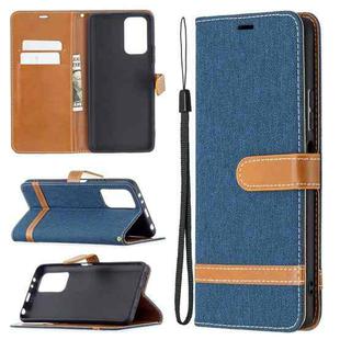 For Xiaomi Redmi Note 10 Pro Color Matching Denim Texture Horizontal Flip Leather Case with Holder & Card Slots & Wallet & Lanyard(Dark Blue)