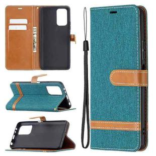 For Xiaomi Redmi Note 10 Pro Color Matching Denim Texture Horizontal Flip Leather Case with Holder & Card Slots & Wallet & Lanyard(Green)