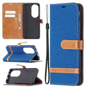 For Huawei P50 Pro Color Matching Denim Texture Horizontal Flip Leather Case with Holder & Card Slots & Wallet & Lanyard(Royal Blue)