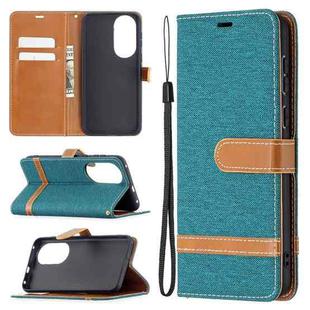 For Huawei P50 Color Matching Denim Texture Horizontal Flip Leather Case with Holder & Card Slots & Wallet & Lanyard(Green)