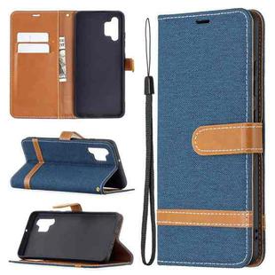 For Samsung Galaxy A32 4G Color Matching Denim Texture Horizontal Flip Leather Case with Holder & Card Slots & Wallet & Lanyard(Dark Blue)