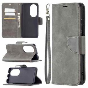 For Huawei P50 Pro Retro Lambskin Texture Pure Color Horizontal Flip PU Leather Case with Holder & Card Slots & Wallet & Lanyard(Grey)