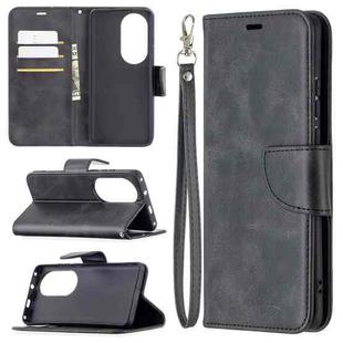 For Huawei P50 Pro Retro Lambskin Texture Pure Color Horizontal Flip PU Leather Case with Holder & Card Slots & Wallet & Lanyard(Black)