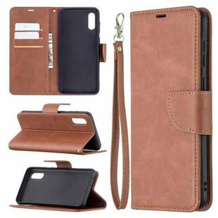 For Samsung Galaxy A02 Retro Lambskin Texture Pure Color Horizontal Flip PU Leather Case with Holder & Card Slots & Wallet & Lanyard(Brown)