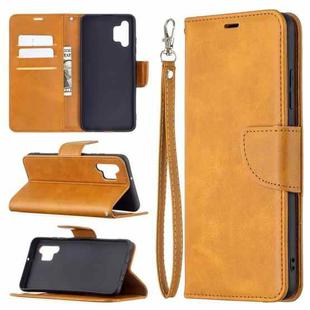 For Samsung Galaxy A32 4G Retro Lambskin Texture Pure Color Horizontal Flip PU Leather Case with Holder & Card Slots & Wallet & Lanyard(Yellow)