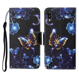 For Samsung Galaxy A01 Colored Drawing Pattern Horizontal Flip Leather Case with Holder & Card Slots & Wallet & Lanyard(Moon Butterfly)