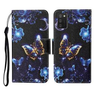 For Samsung Galaxy A02s (US Version) Colored Drawing Pattern Horizontal Flip Leather Case with Holder & Card Slots & Wallet & Lanyard(Moon Butterfly)