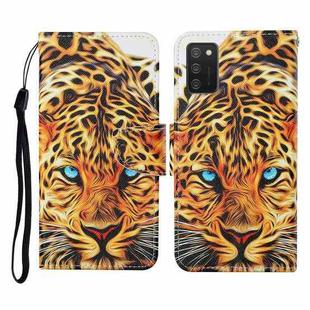 For Samsung Galaxy A02s (US Version) Colored Drawing Pattern Horizontal Flip Leather Case with Holder & Card Slots & Wallet & Lanyard(Yellow Leopard)