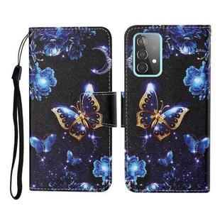 For Samsung Galaxy A52 5G / 4G Colored Drawing Pattern Horizontal Flip Leather Case with Holder & Card Slots & Wallet & Lanyard(Moon Butterfly)