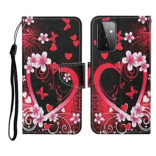 For Samsung Galaxy A72 5G / 4G Colored Drawing Pattern Horizontal Flip Leather Case with Holder & Card Slots & Wallet & Lanyard(Red Heart)