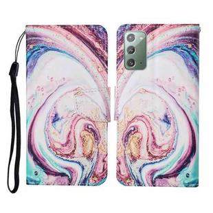 For Samsung Galaxy Note20 Colored Drawing Pattern Horizontal Flip Leather Case with Holder & Card Slots & Wallet & Lanyard(Whirlpool Marble)