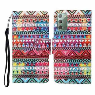 For Samsung Galaxy Note20 Colored Drawing Pattern Horizontal Flip Leather Case with Holder & Card Slots & Wallet & Lanyard(Tribal Ethnic Style)