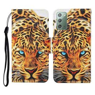 For Samsung Galaxy Note20 Colored Drawing Pattern Horizontal Flip Leather Case with Holder & Card Slots & Wallet & Lanyard(Yellow Leopard)