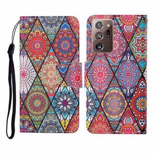 For Samsung Galaxy Note20 Ultra Colored Drawing Pattern Horizontal Flip Leather Case with Holder & Card Slots & Wallet & Lanyard(Rhombus Totem)