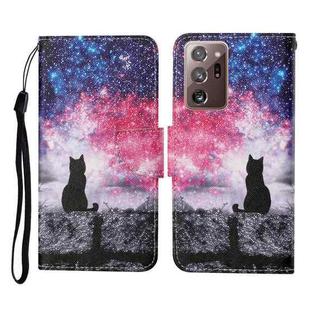 For Samsung Galaxy Note20 Ultra Colored Drawing Pattern Horizontal Flip Leather Case with Holder & Card Slots & Wallet & Lanyard(Starry Cat)