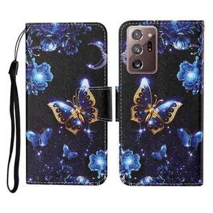 For Samsung Galaxy Note20 Ultra Colored Drawing Pattern Horizontal Flip Leather Case with Holder & Card Slots & Wallet & Lanyard(Moon Butterfly)