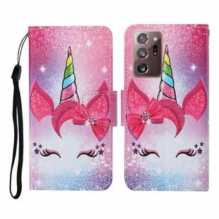 For Samsung Galaxy Note20 Ultra Colored Drawing Pattern Horizontal Flip Leather Case with Holder & Card Slots & Wallet & Lanyard(Eyelash Unicorn)