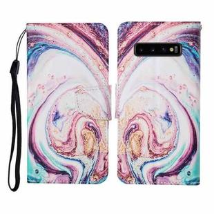 For Samsung Galaxy S10 Colored Drawing Pattern Horizontal Flip Leather Case with Holder & Card Slots & Wallet & Lanyard(Whirlpool Marble)