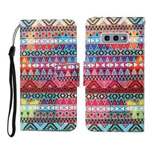For Samsung Galaxy S10e Colored Drawing Pattern Horizontal Flip Leather Case with Holder & Card Slots & Wallet & Lanyard(Tribal Ethnic Style)