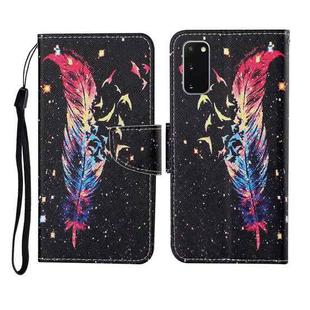 For Samsung Galaxy S20 Colored Drawing Pattern Horizontal Flip Leather Case with Holder & Card Slots & Wallet & Lanyard(Feather)