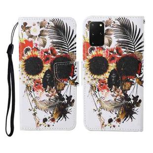For Samsung Galaxy S20+ Colored Drawing Pattern Horizontal Flip Leather Case with Holder & Card Slots & Wallet & Lanyard(Flower Skull)