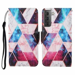 For Samsung Galaxy S21 5G Colored Drawing Pattern Horizontal Flip Leather Case with Holder & Card Slots & Wallet & Lanyard(Starry Marble)