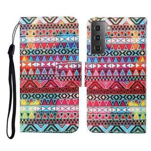 For Samsung Galaxy S21+ 5G Colored Drawing Pattern Horizontal Flip Leather Case with Holder & Card Slots & Wallet & Lanyard(Tribal Ethnic Style)