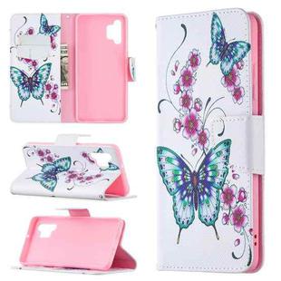 For Samsung Galaxy A32 4G Colored Drawing Pattern Horizontal Flip Leather Case with Holder & Card Slots & Wallet(Peach Blossom Butterfly)