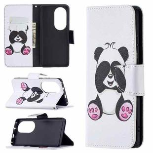 For Huawei P50 Pro Colored Drawing Pattern Horizontal Flip Leather Case with Holder & Card Slots & Wallet(Panda)