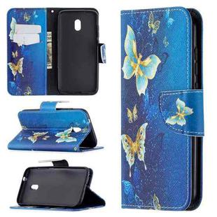 For Nokia C1 Plus Colored Drawing Pattern Horizontal Flip Leather Case with Holder & Card Slots & Wallet(Gold Butterfly)