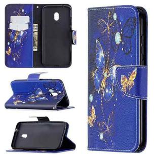 For Nokia C1 Plus Colored Drawing Pattern Horizontal Flip Leather Case with Holder & Card Slots & Wallet(Purple Butterfly)