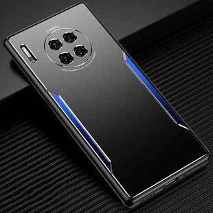 For Huawei Mate 30 Pro Blade Series TPU Frame + Titanium Alloy Sand Blasting Technology Backplane + Color Aluminum Alloy Decorative Edge Mobile Phone Protective Shell(Black + Blue)