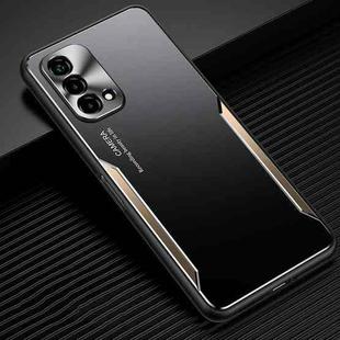 For OPPO A93 5G Blade Series TPU Frame + Titanium Alloy Sand Blasting Technology Backplane + Color Aluminum Alloy Decorative Edge Mobile Phone Protective Shell(Black + Gold)