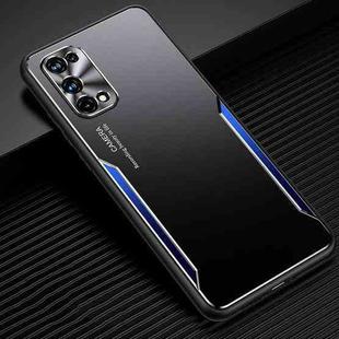 For OPPO Realme X7 Blade Series TPU Frame + Titanium Alloy Sand Blasting Technology Backplane + Color Aluminum Alloy Decorative Edge Mobile Phone Protective Shell(Black + Blue)