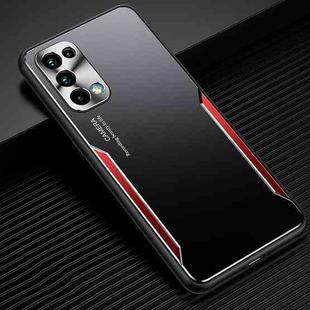 For OPPO Reno5 5G Blade Series TPU Frame + Titanium Alloy Sand Blasting Technology Backplane + Color Aluminum Alloy Decorative Edge Mobile Phone Protective Shell(Black + Red)