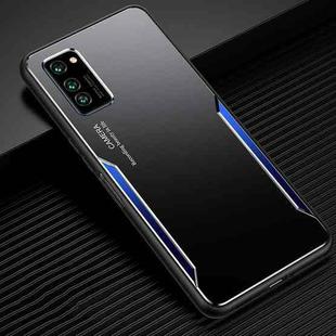 For Honor V30 Pro Blade Series TPU Frame + Titanium Alloy Sand Blasting Technology Backplane + Color Aluminum Alloy Decorative Edge Mobile Phone Protective Shell(Black + Blue)