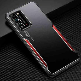 For Honor X10 5G Blade Series TPU Frame + Titanium Alloy Sand Blasting Technology Backplane + Color Aluminum Alloy Decorative Edge Mobile Phone Protective Shell(Black + Red)