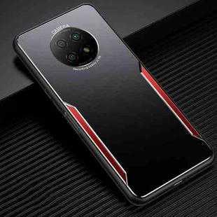 For Xiaomi Redmi Note 9 5G Blade Series TPU Frame + Titanium Alloy Sand Blasting Technology Backplane + Color Aluminum Alloy Decorative Edge Mobile Phone Protective Shell(Black + Red)