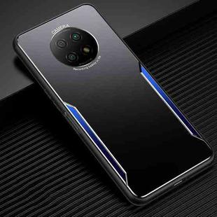 For Xiaomi Redmi Note 9 5G Blade Series TPU Frame + Titanium Alloy Sand Blasting Technology Backplane + Color Aluminum Alloy Decorative Edge Mobile Phone Protective Shell(Black + Blue)