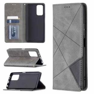 For Xiaomi Redmi Note 10 Pro Rhombus Texture Horizontal Flip Magnetic Leather Case with Holder & Card Slots(Grey)