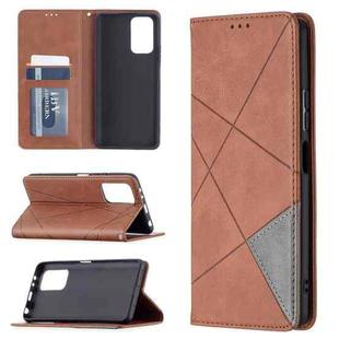 For Xiaomi Redmi Note 10 Pro Rhombus Texture Horizontal Flip Magnetic Leather Case with Holder & Card Slots(Brown)