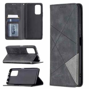 For Xiaomi Redmi Note 10 Pro Rhombus Texture Horizontal Flip Magnetic Leather Case with Holder & Card Slots(Black)